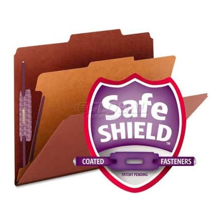 Smead Smead Pressboard Classification Folders, Self Tab, Letter, Four-Section, Red, 10/Box 13775